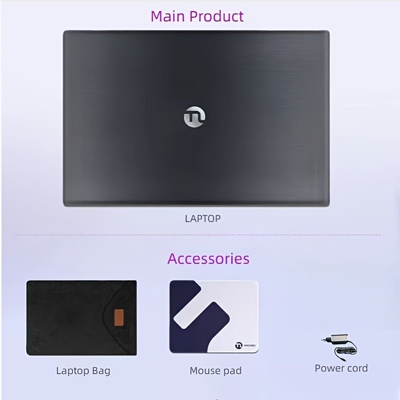 NINGMEI NL150 Laptop, 15.6-inch 1920×1080 Full HD Display, Standard Type-C Fast Charging + HDTV Expansion + SD Card Slot, Large Touchpad + HD Audio Interface, Includes Protective Case/Mouse, All-in-One Laptop for Office, Study, and Entertainment – Image 7