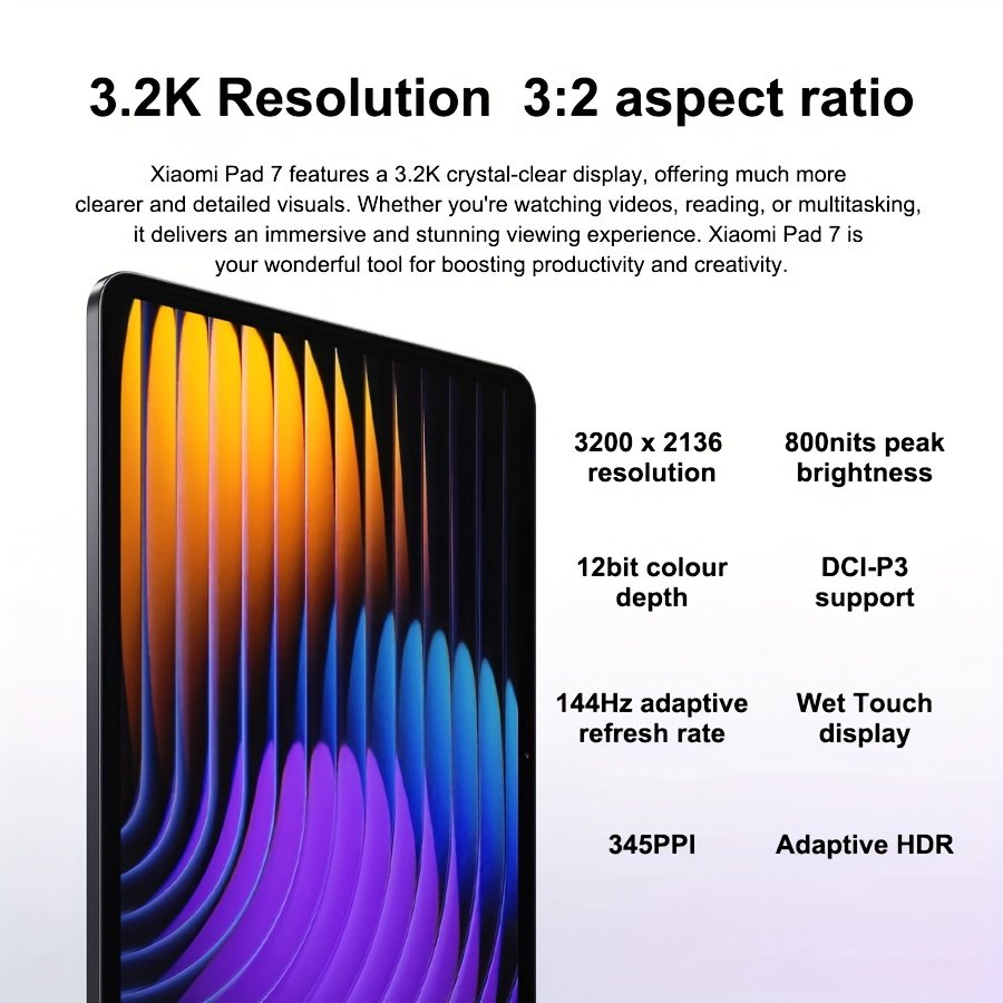Xiaomi Pad 7 12GB+256GB 11.2" Global Version 3.2K 144Hz Display Snapdragon 7 Gen3 8850mAh 13MP+8MP Camera IPv6 Support Atmos Tablet PC Xiaomi Tablet, Not Include Charger – Image 4
