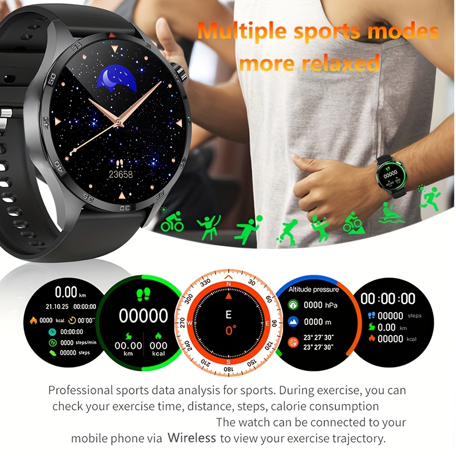 ERUN Flagship Store New Product P15 PRO Smart Watch, Sports Smartwatch, Featuring the Same GT6 PRO Watch Face, Metal Body, Silicone Strap, Hundreds of Watch Faces, Wireless Calling for Men, SMS Alerts, Multiple Sports Modes, USB Magnetic Charging – Image 6