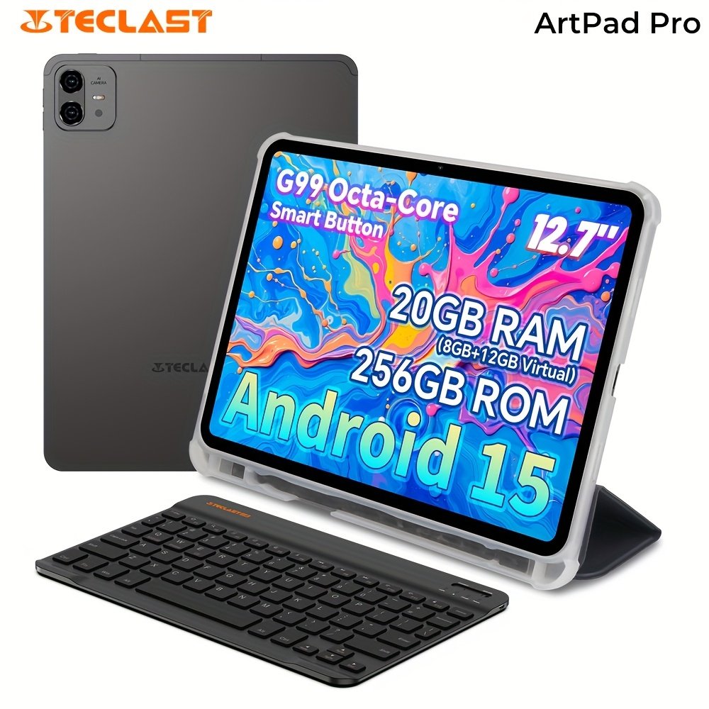 Teclast Artpad Pro 12.7-Inch Display, 90Hz Refresh Rate Smart Button, MTK G99 Octa-Core CPU, 20GB(8+12GB) RAM 256GB ROM with Support 2TB TF Card, LTE Support Dual SIM, Android 15 Al Hyper-Audio, Tablet, Pad – Image 6