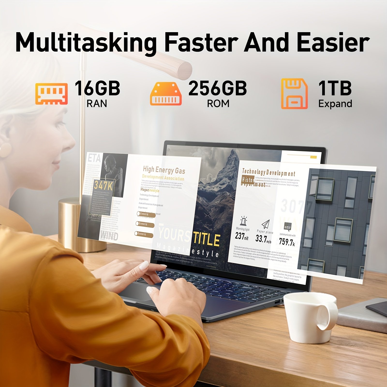 Laptop with 16GB LPDDR4 Memory and 128GB Solid-state Drive, Equipped with an Intel Celeron N5095 Processor, up to 2.9GHz, Quad-core, 1920x1080 IPS Display, Built-in HD Front Camera, 2 USB-A Ports, Pre-installed Operating System, with Fingerprint – Image 4
