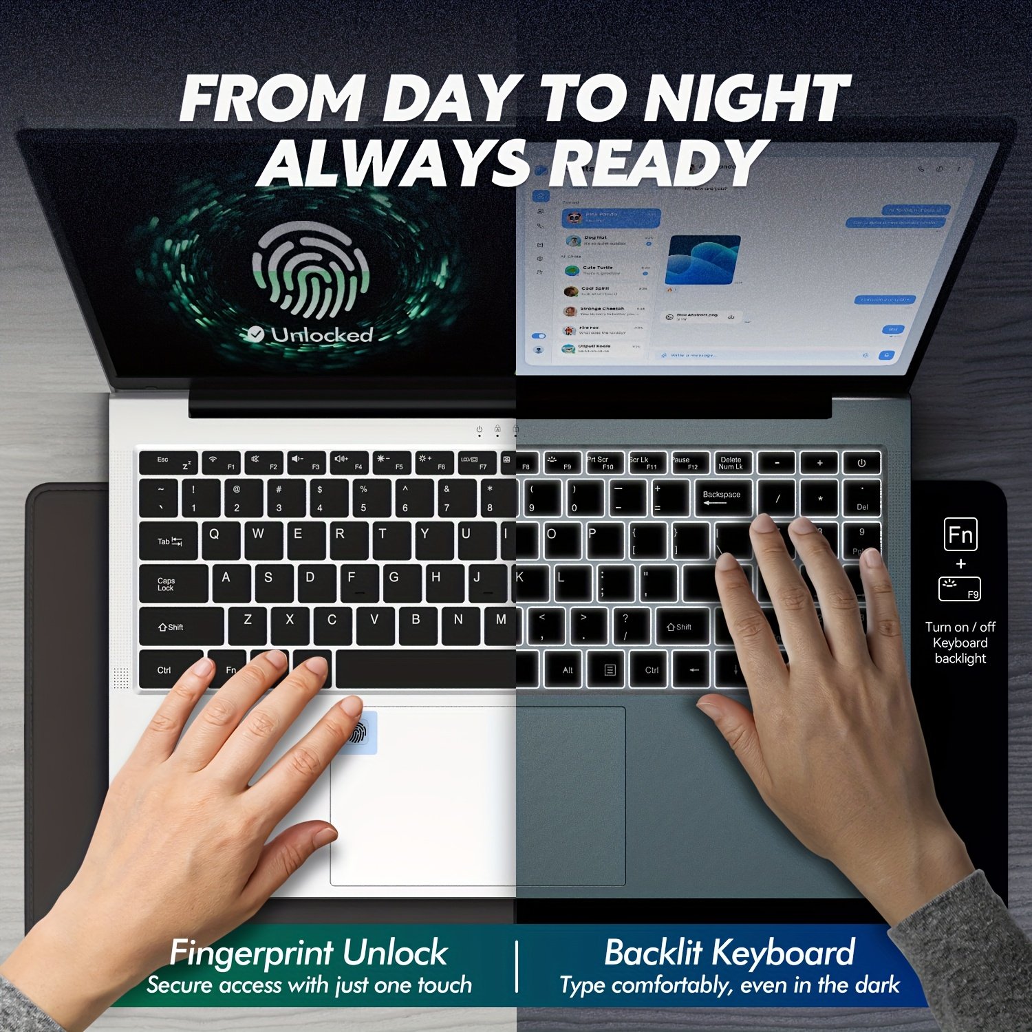 Auusda 15.6 Inch Silver Laptop | AMD Athlon Silver 3050e Processor | 8GB DDR4 + 256GB M.2 NVMe | Privacy Shutter | Fingerprint Recognition Unlock | Backlit Keyboard | Multiple-Ports | Compatible Study