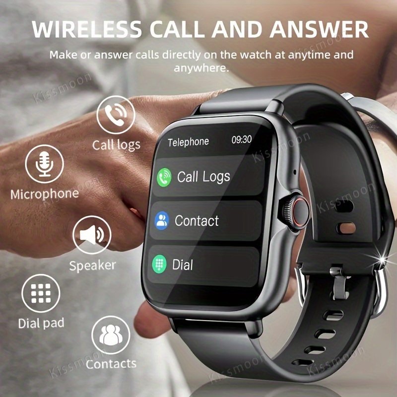 4.65cm Full-Touch Smartwatch with Wireless Calling, 100+ Sports Modes, Stainless Steel Band, USB Rechargeable, Remote Camera & Music Control – Compatible with iPhone/Android, Perfect Gift for Fitness Enthusiasts, Fitness Tracking Watch