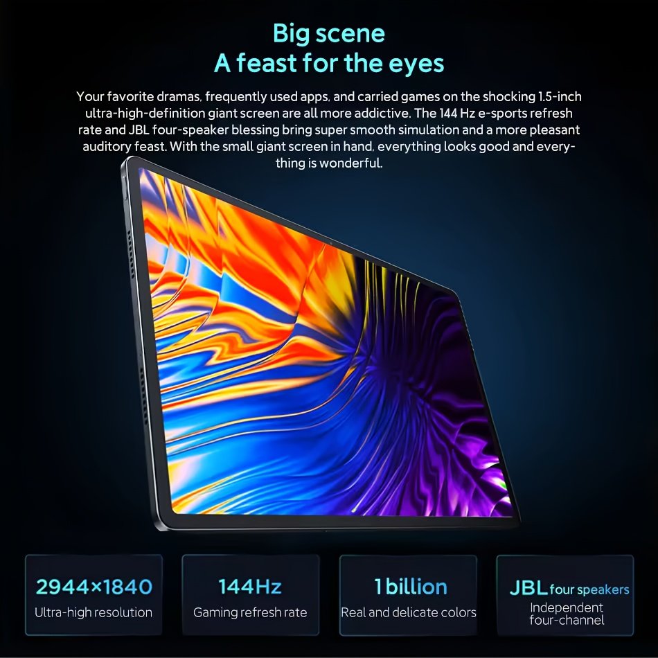 Lenovo Xiaoxin Pad Pro 12.7 Global ROM Android Tablet 12.7" Screen 144Hz 8GB RAM 256GB ROM 13MP Camera, 2944X1844 Resolution 10200Mah Dimensity 8300 Android 14 Tablet (No Adapter), Tablet, Pad, Tablet, Pad – Image 3