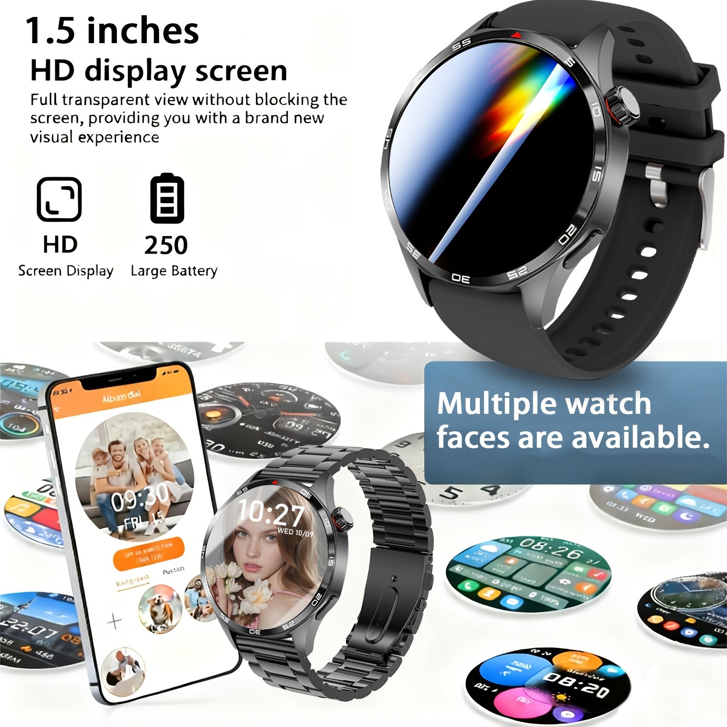 ERUN Flagship Store New Product P15 PRO Smart Watch, Sports Smartwatch, Featuring the Same GT6 PRO Watch Face, Metal Body, Silicone Strap, Hundreds of Watch Faces, Wireless Calling for Men, SMS Alerts, Multiple Sports Modes, USB Magnetic Charging – Image 9