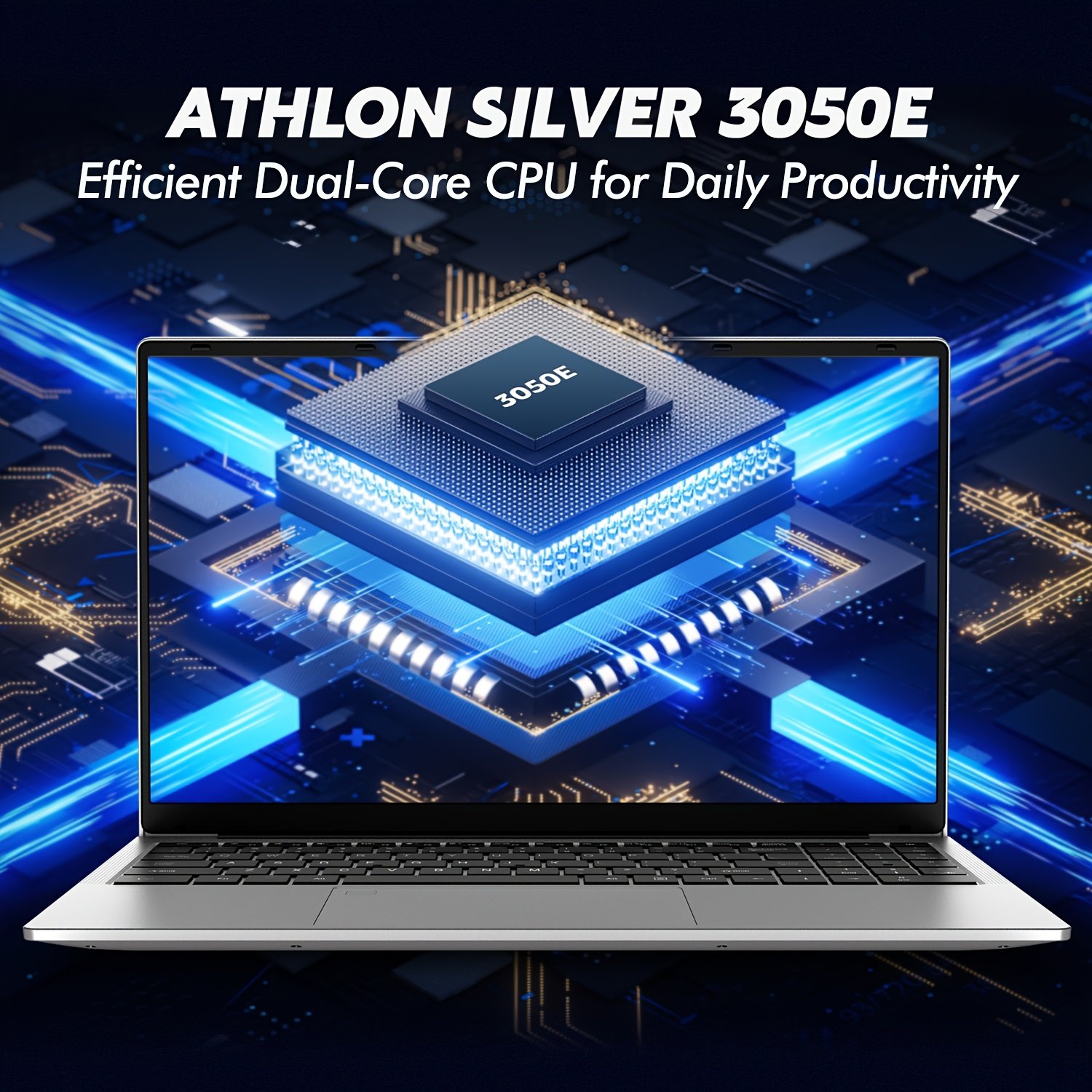 Auusda 15.6 Inch Silver Laptop | AMD Athlon Silver 3050e Processor | 8GB DDR4 + 256GB M.2 NVMe | Privacy Shutter | Fingerprint Recognition Unlock | Backlit Keyboard | Multiple-Ports | Compatible Study – Image 4