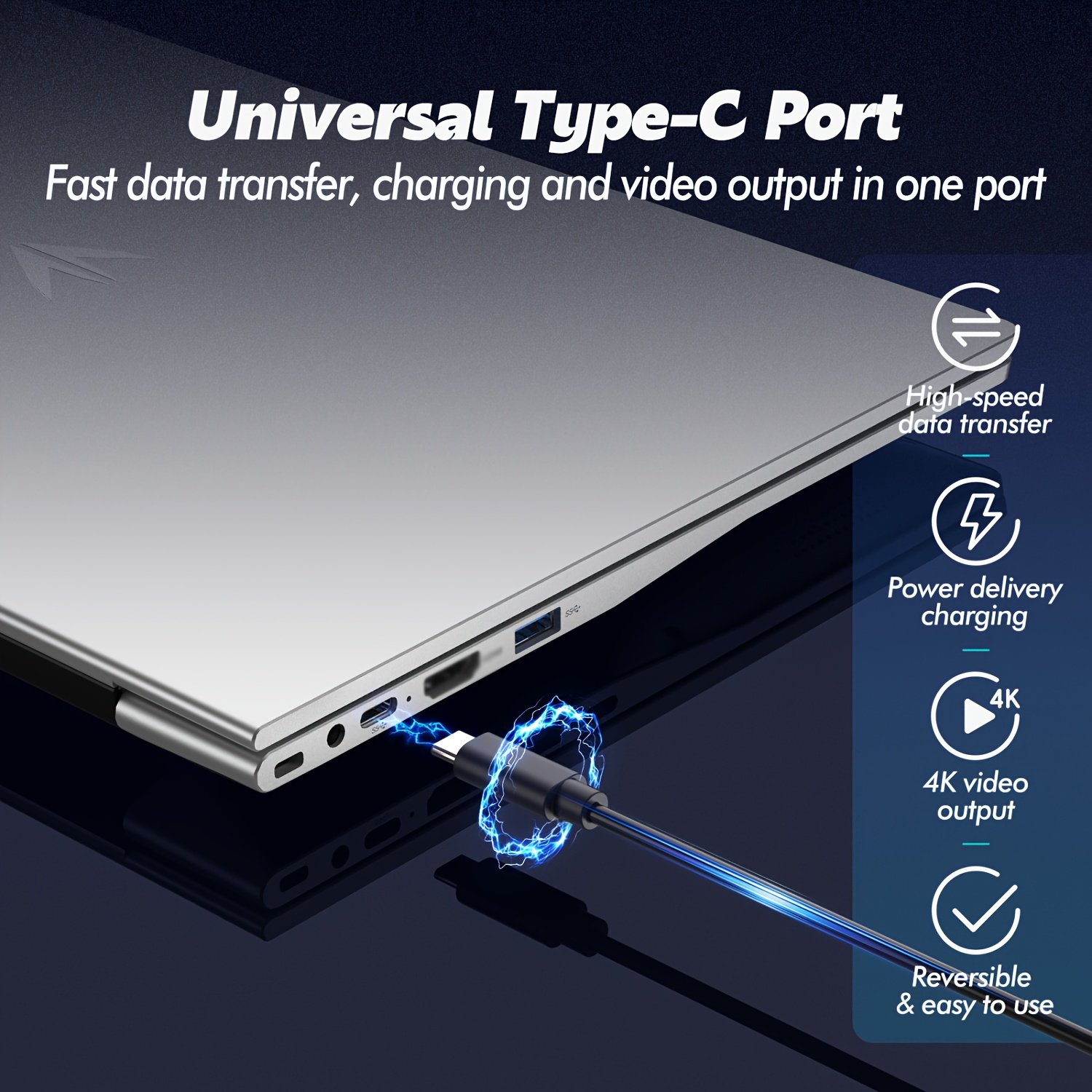 Auusda 15.6 Inch Silver Laptop | AMD Athlon Silver 3050e Processor | 8GB DDR4 + 256GB M.2 NVMe | Privacy Shutter | Fingerprint Recognition Unlock | Backlit Keyboard | Multiple-Ports | Compatible Study – Image 3