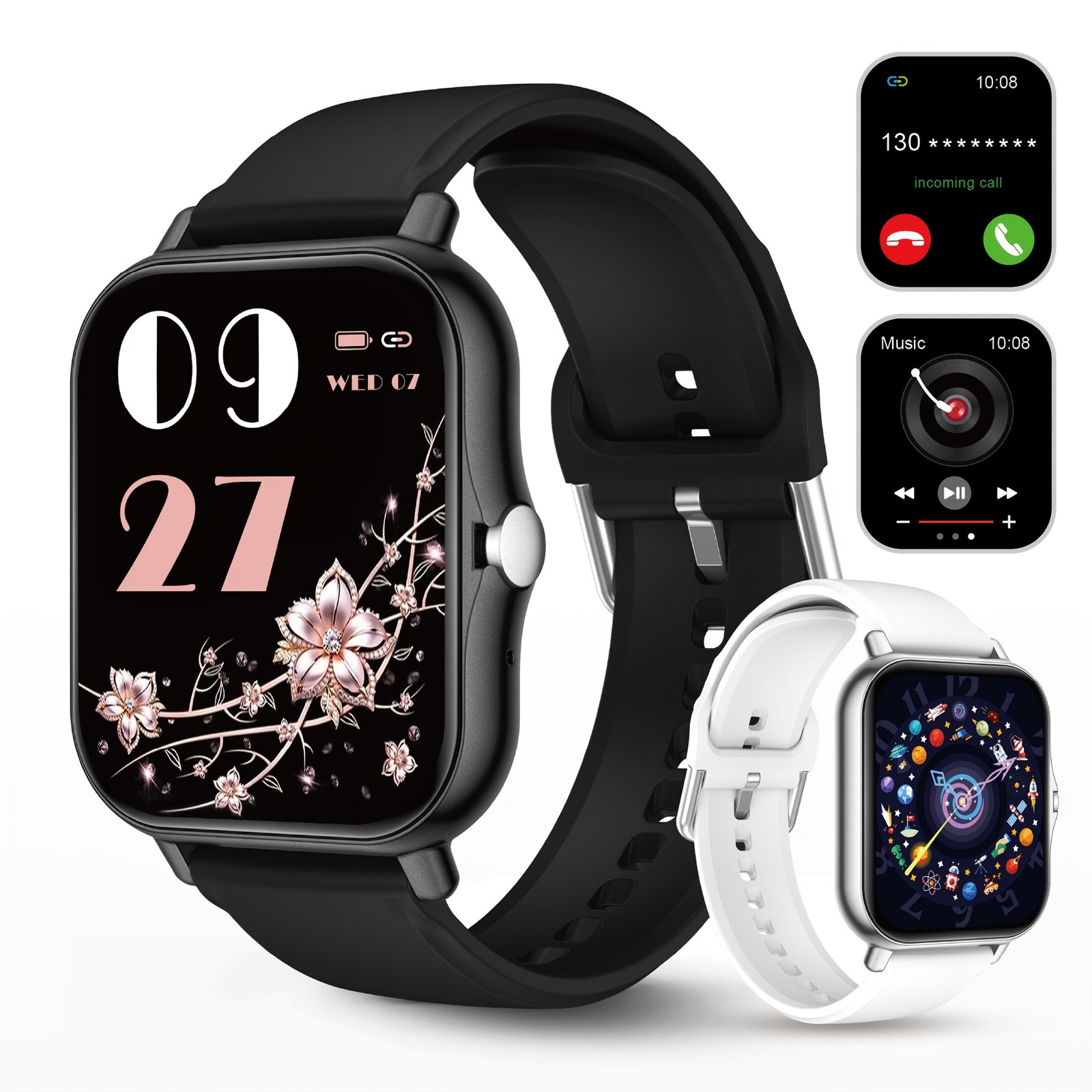 1.83 – Inch Newest Model Sports Smart Watch, with Wireless Calling, Message Notification, Multiple Sports Modes, Remote Camera Control, Sedentary Alerts, Calorie Calculation, Men&rsquo;s and Women&rsquo;s Wristbands, Suitable for iPhone and Android, Unisex As A