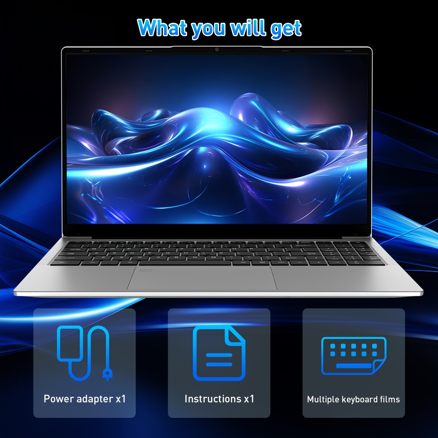 Auusda 15.6 Inch Silver Laptop | AMD Athlon Silver 3050e Processor | 8GB DDR4 + 256GB M.2 NVMe | Privacy Shutter | Fingerprint Recognition Unlock | Backlit Keyboard | Multiple-Ports | Compatible Study – Image 6