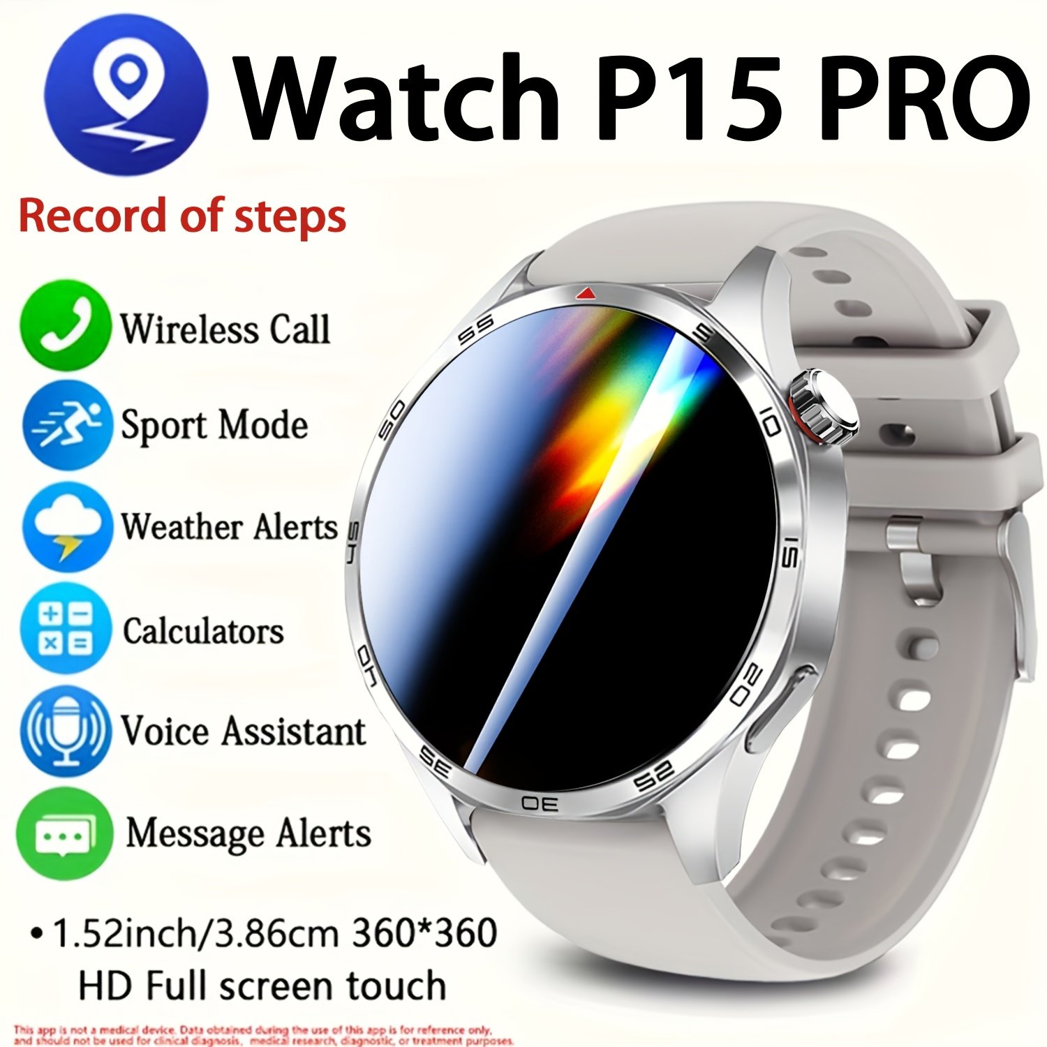 ERUN Flagship Store New Product P15 PRO Smart Watch, Sports Smartwatch, Featuring the Same GT6 PRO Watch Face, Metal Body, Silicone Strap, Hundreds of Watch Faces, Wireless Calling for Men, SMS Alerts, Multiple Sports Modes, USB Magnetic Charging – Image 7