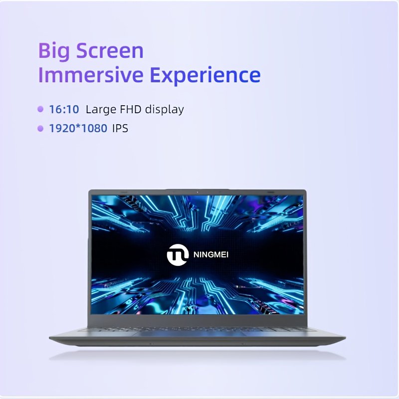 NINGMEI NL150 Laptop, 15.6-inch 1920×1080 Full HD Display, Standard Type-C Fast Charging + HDTV Expansion + SD Card Slot, Large Touchpad + HD Audio Interface, Includes Protective Case/Mouse, All-in-One Laptop for Office, Study, and Entertainment – Image 8