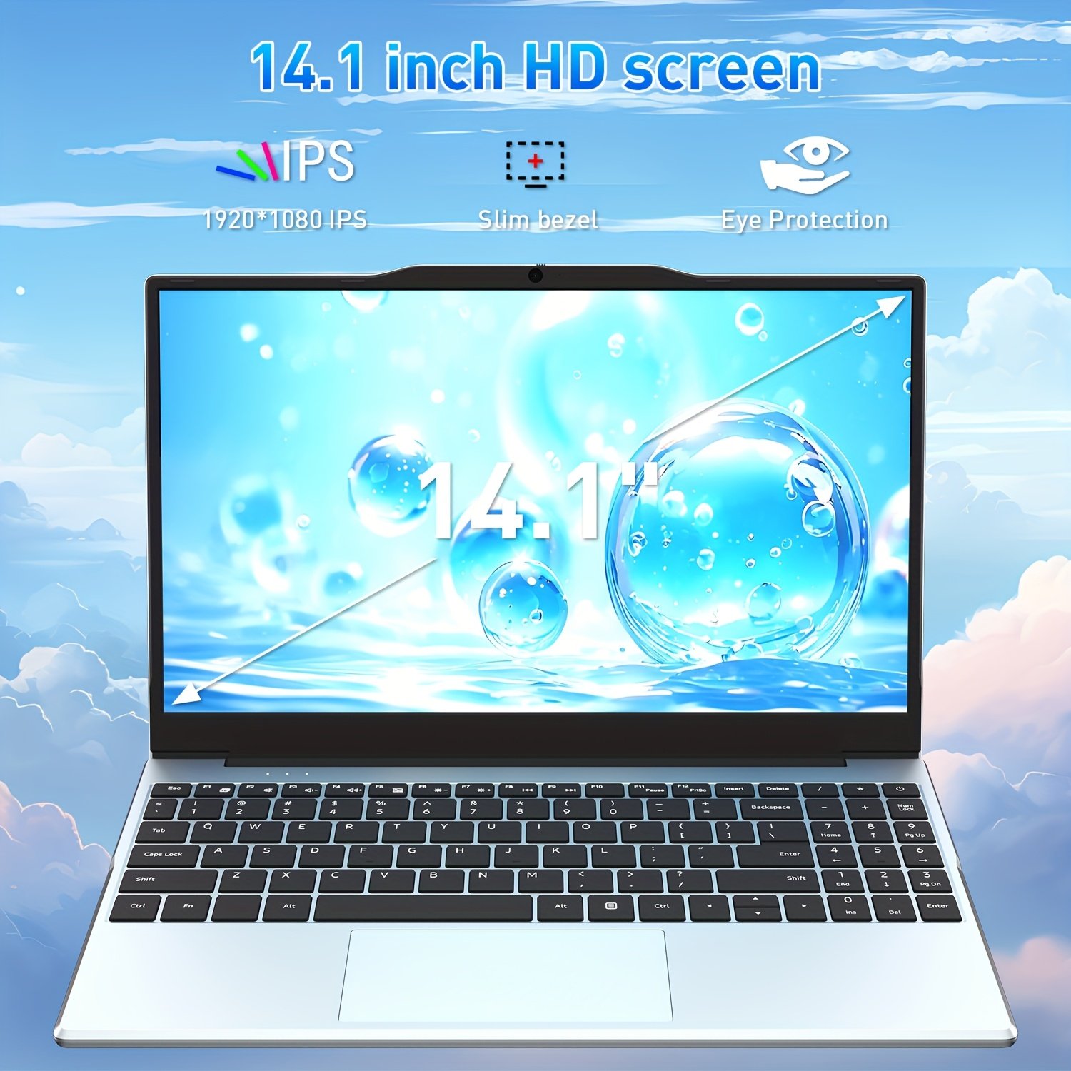 14.1&Prime; Silver Lightweight Laptop, N5100 Processor (up to 2.8 GHz), 8GB DDR4 256GB SSD, 1080P Full HD Screen, Privacy Shutter, Multiple-Ports, Ideal for Learning