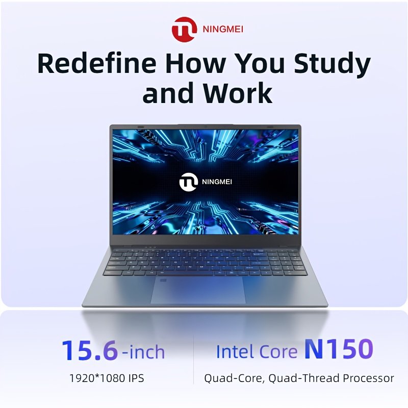 NINGMEI NL150 Laptop, 15.6-inch 1920×1080 Full HD Display, Standard Type-C Fast Charging + HDTV Expansion + SD Card Slot, Large Touchpad + HD Audio Interface, Includes Protective Case/Mouse, All-in-One Laptop for Office, Study, and Entertainment – Image 6