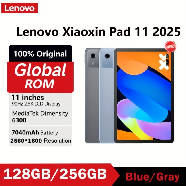 Lenovo Android 11 Inch Tablet 8GB+128GB/8GB+256GB, Dimensity 6300, 7040Mah Large Battery, 2560*1600 Resolution, Wifi, Available in Gray Or Blue, The Perfect Gift for Back-To-School Season (No Adapter), Tablet, Pad, Tablet, Pad