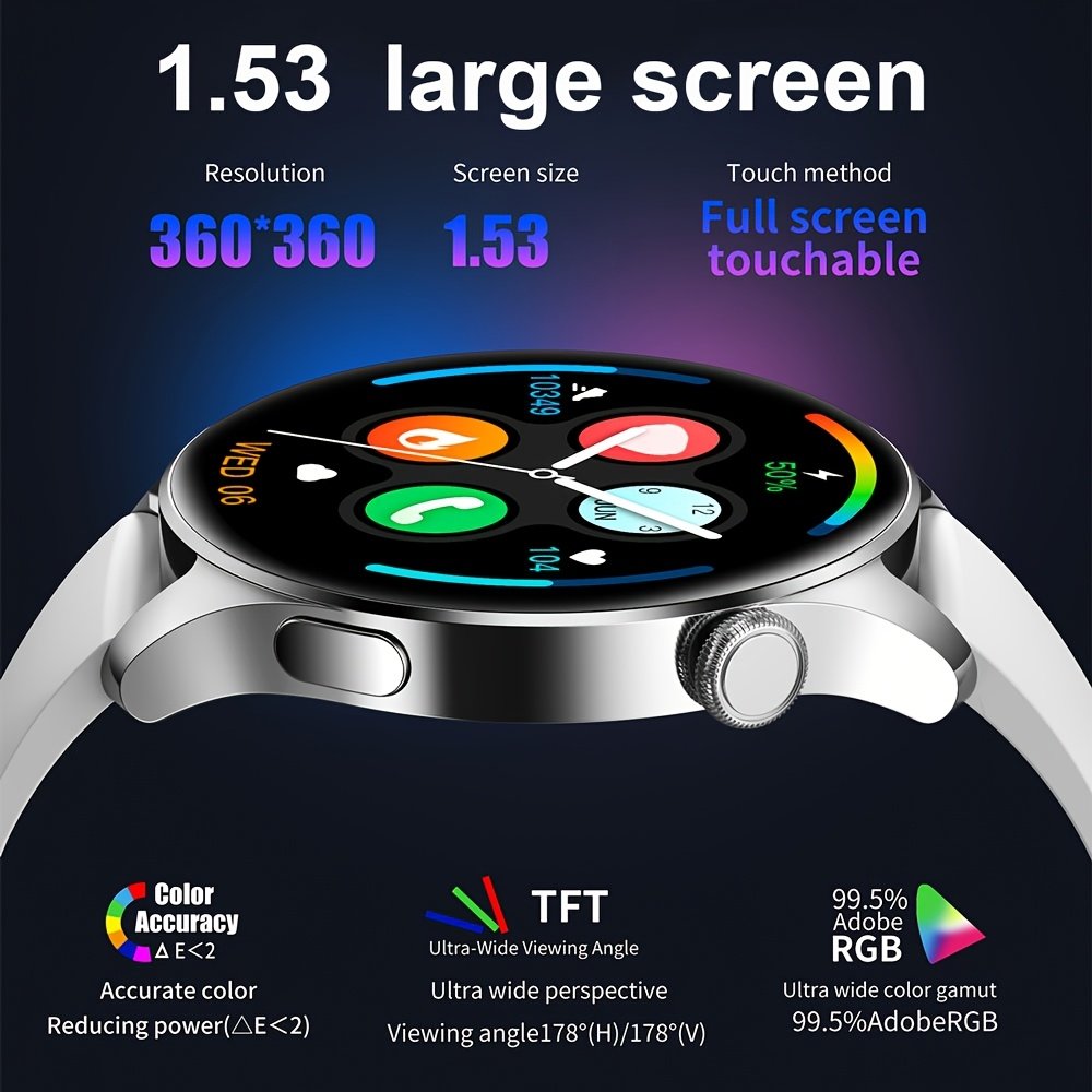 3.89 cm 360*360 HD Screen Smart Watch 280mAh Battery Outdoor Sports & Fitness Message Push Music Control Weather Display Wireless Call Men's Smart Watch 2024 NEW – Image 8