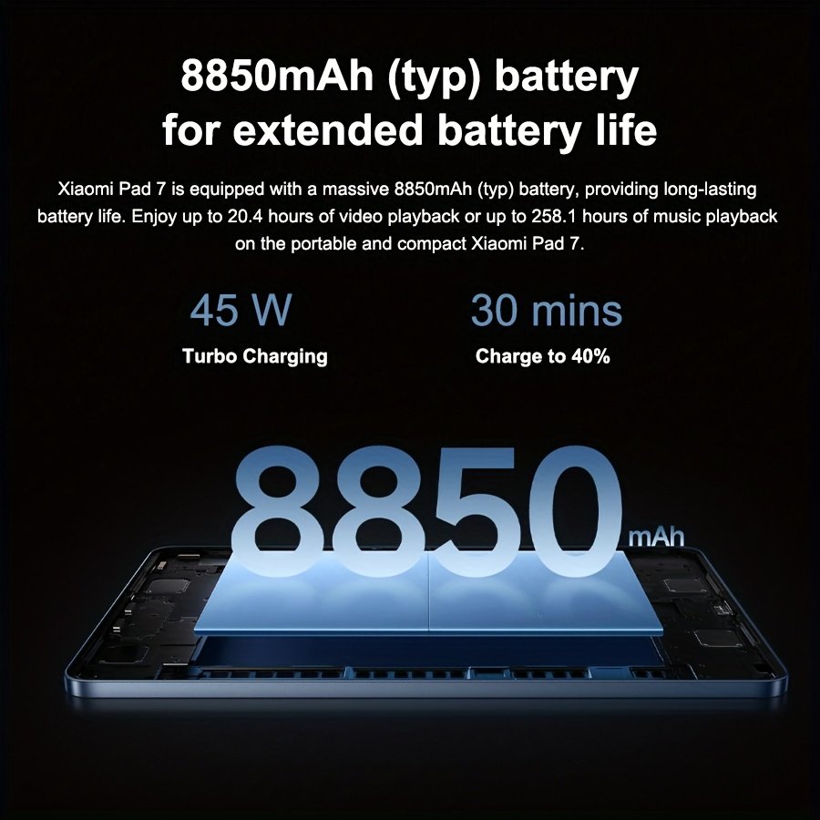 Xiaomi Pad 7 12GB+256GB 11.2" Global Version 3.2K 144Hz Display Snapdragon 7 Gen3 8850mAh 13MP+8MP Camera IPv6 Support Atmos Tablet PC Xiaomi Tablet, Not Include Charger – Image 8