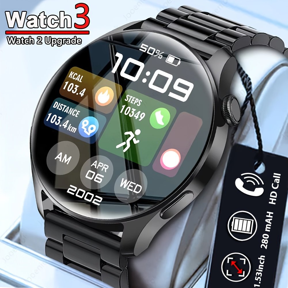 3.89 cm 360*360 HD Screen Smart Watch 280mAh Battery Outdoor Sports & Fitness Message Push Music Control Weather Display Wireless Call Men's Smart Watch 2024 NEW – Image 2