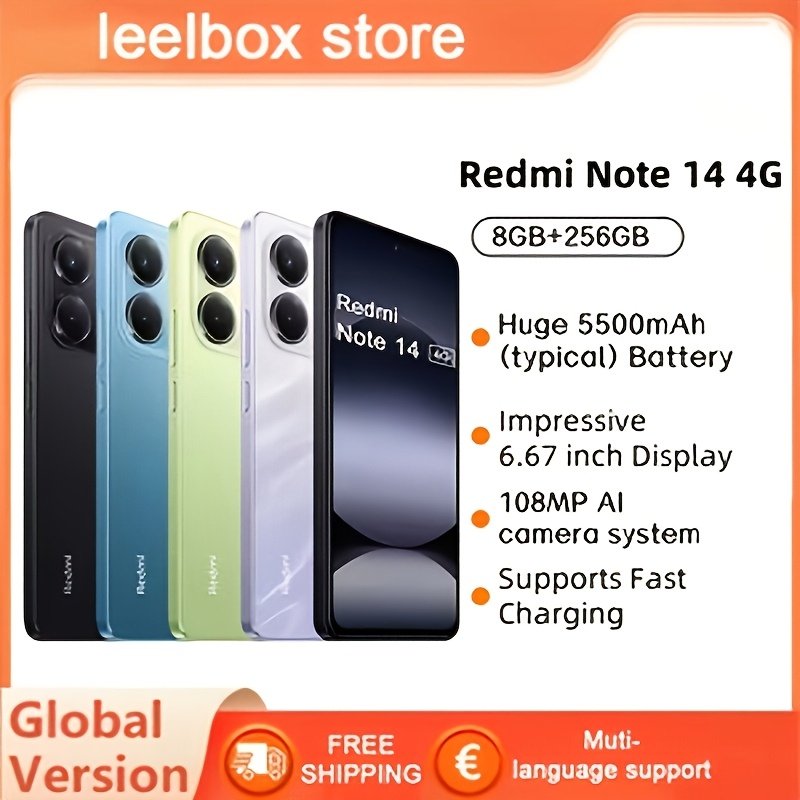 Redmi Note 14 4G 8GB+256GB | Helio G99 Ultra, 108MP Camera, 5500mAh Battery, 6.67-inch Display, Fingerprint Recognition, USB Type-C, Android OS, Unlocked – Image 3