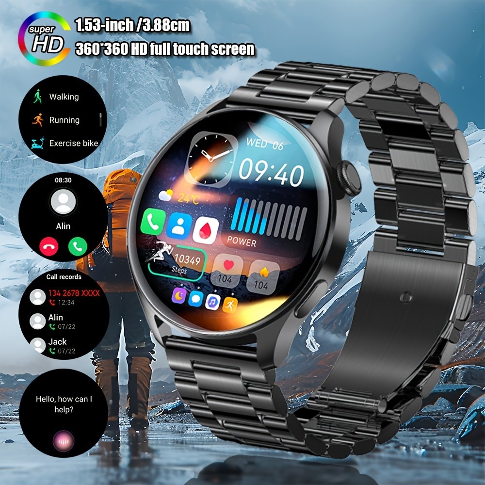 3.89 cm 360*360 HD Screen Smart Watch 280mAh Battery Outdoor Sports & Fitness Message Push Music Control Weather Display Wireless Call Men's Smart Watch 2024 NEW – Image 4