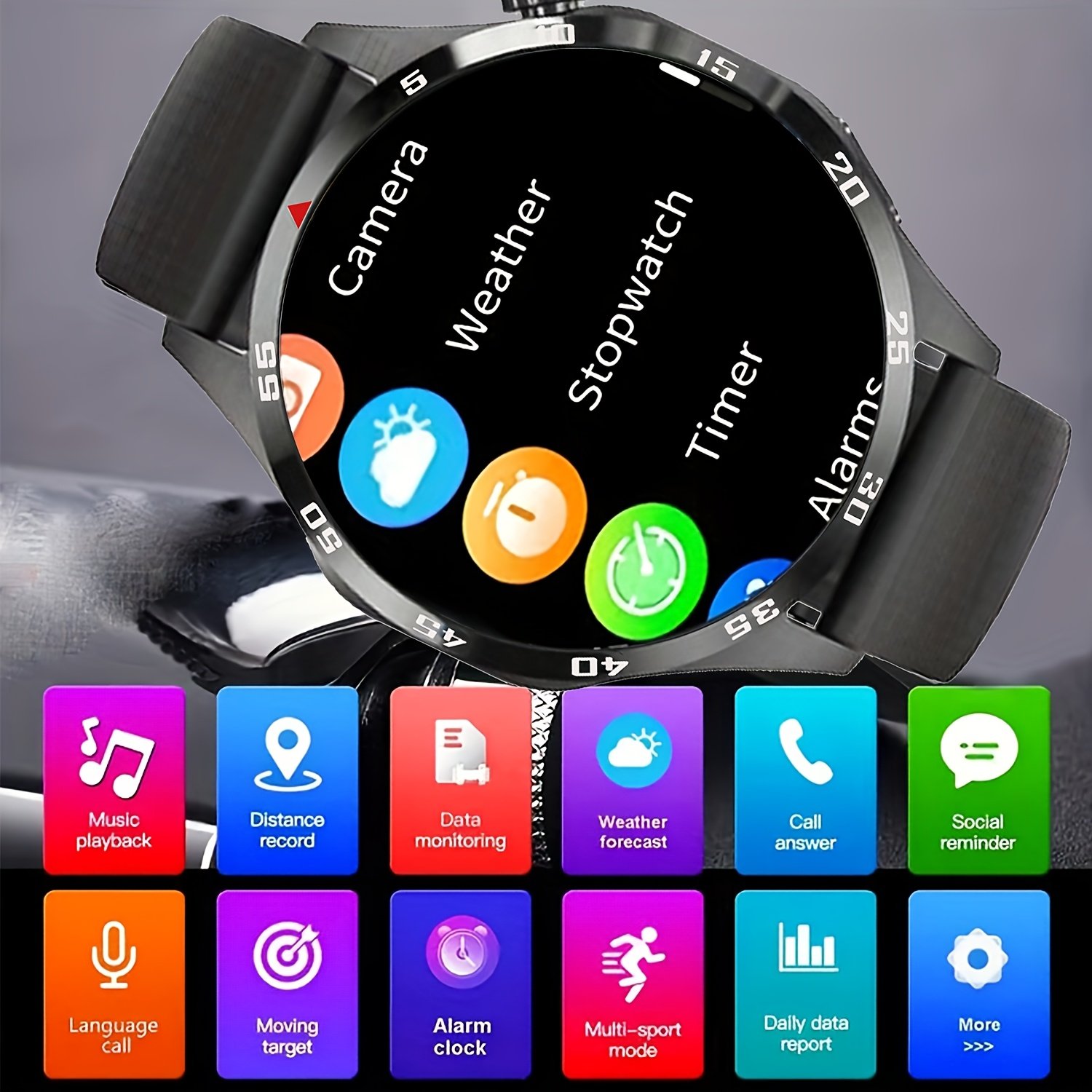 ERUN Flagship Store New Product P15 PRO Smart Watch, Sports Smartwatch, Featuring the Same GT6 PRO Watch Face, Metal Body, Silicone Strap, Hundreds of Watch Faces, Wireless Calling for Men, SMS Alerts, Multiple Sports Modes, USB Magnetic Charging – Image 3