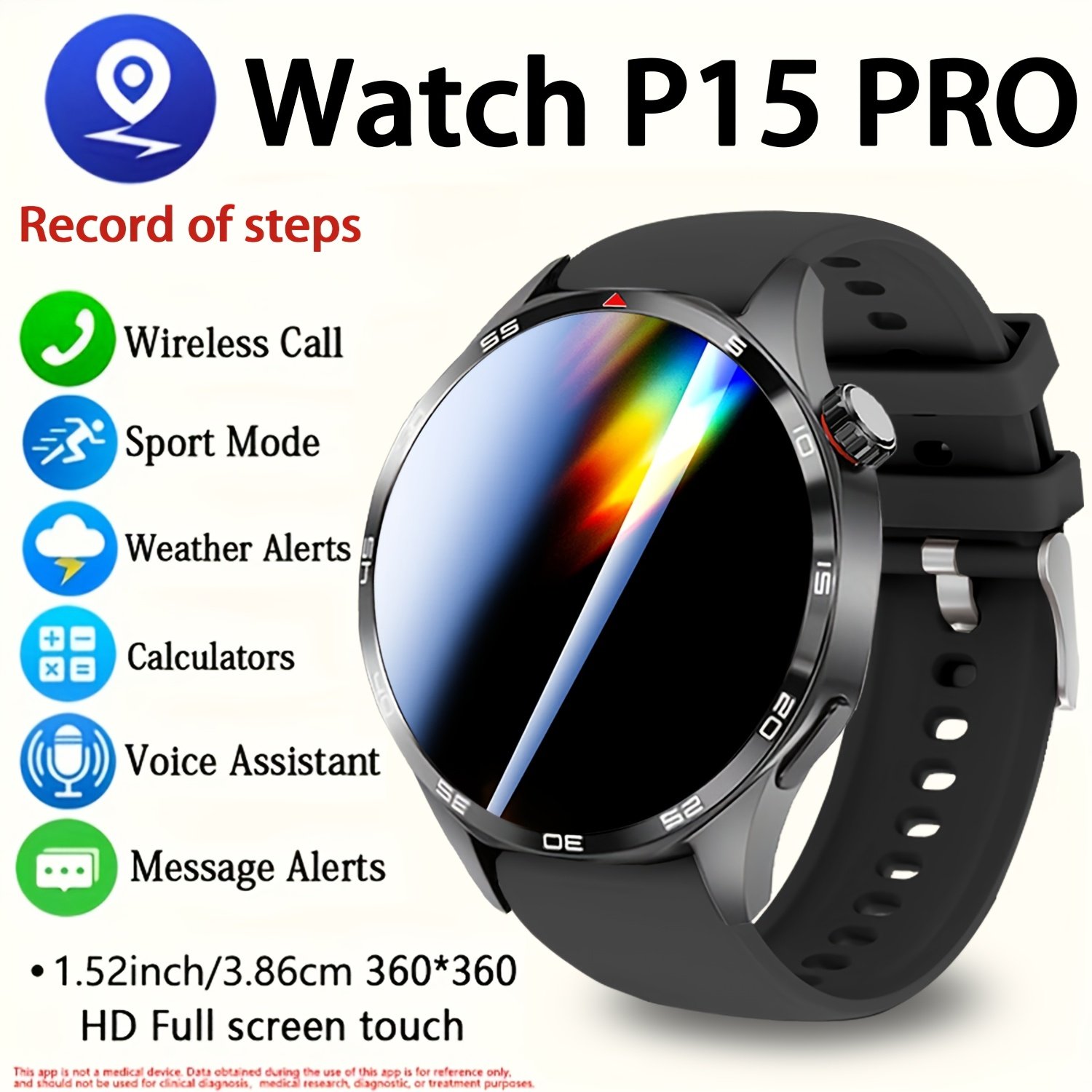ERUN Flagship Store New Product P15 PRO Smart Watch, Sports Smartwatch, Featuring the Same GT6 PRO Watch Face, Metal Body, Silicone Strap, Hundreds of Watch Faces, Wireless Calling for Men, SMS Alerts, Multiple Sports Modes, USB Magnetic Charging – Image 5