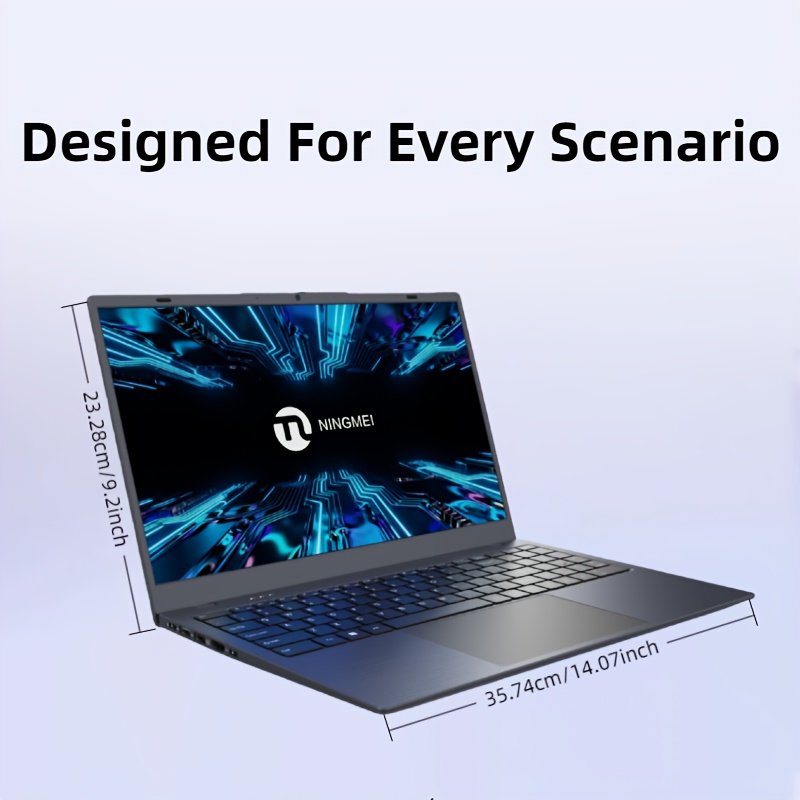 NINGMEI NL150 Laptop, 15.6-inch 1920×1080 Full HD Display, Standard Type-C Fast Charging + HDTV Expansion + SD Card Slot, Large Touchpad + HD Audio Interface, Includes Protective Case/Mouse, All-in-One Laptop for Office, Study, and Entertainment
